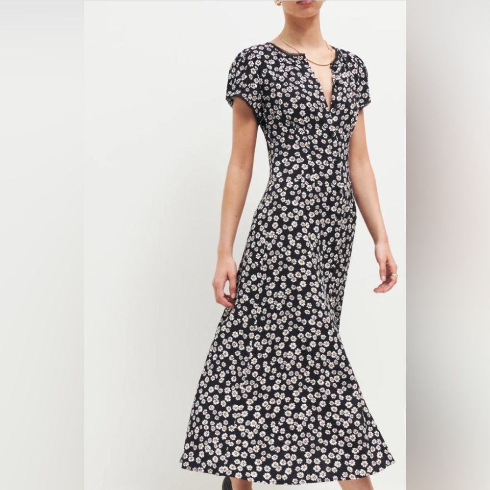 Reformation Black and White Floral Maxi Dress
